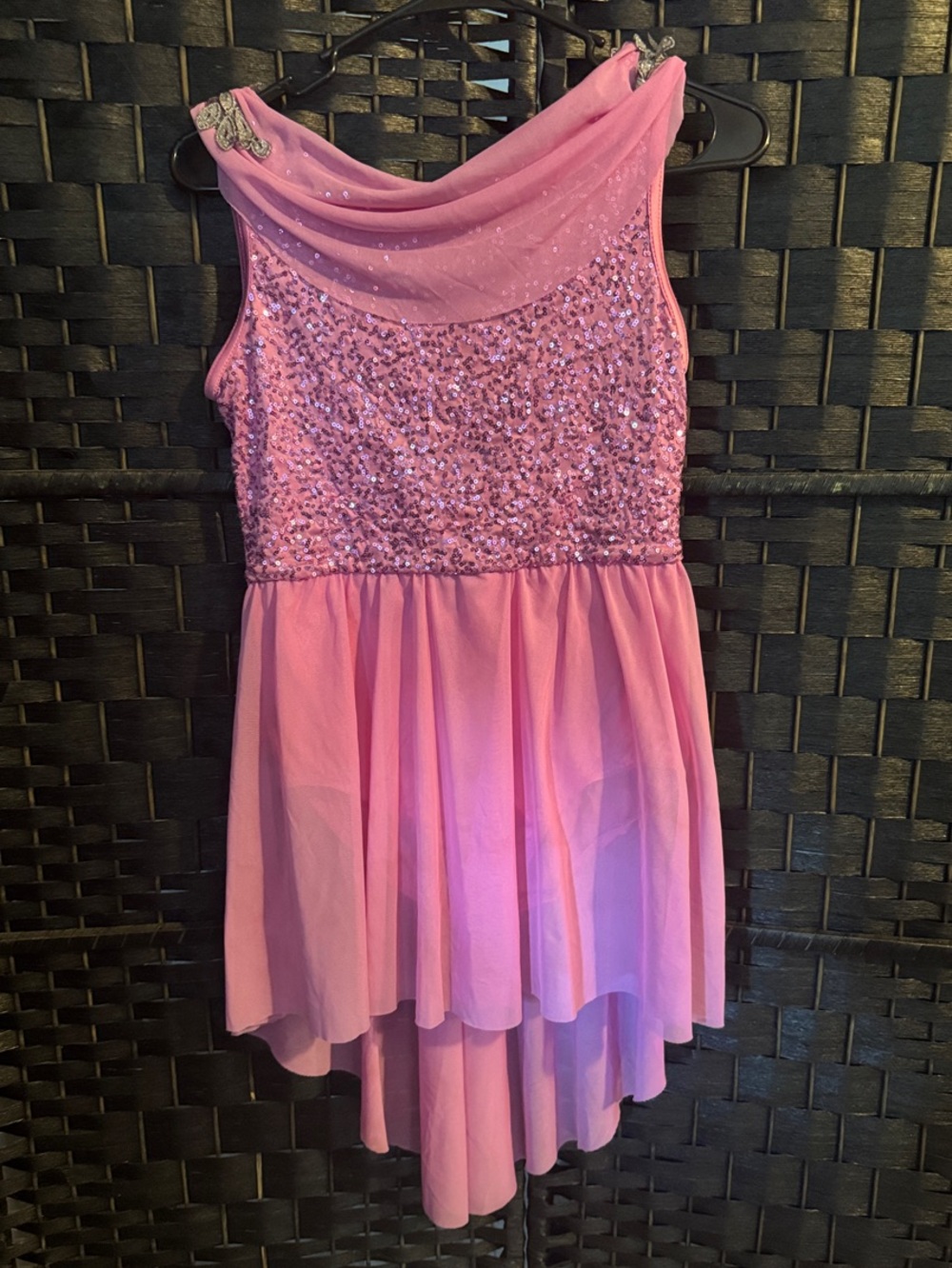 Weissman Pink Sequin Tulle Dress